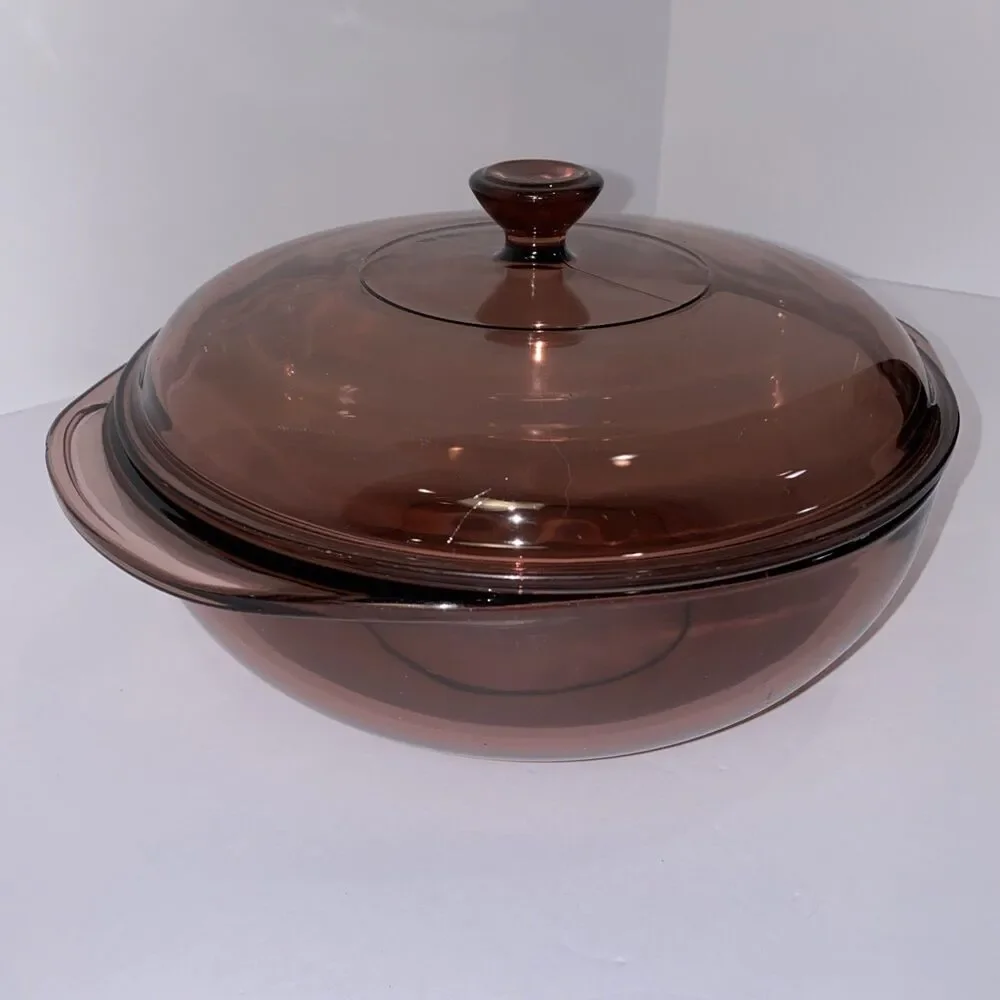 Vintage Pyrex Cranberry Glass 2 Qt Covered Casserole Dish w Lid USA